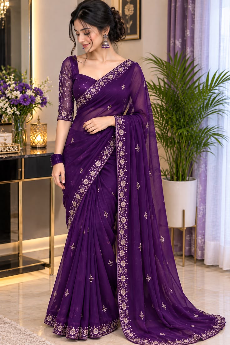 Purple Daily Wear Saree